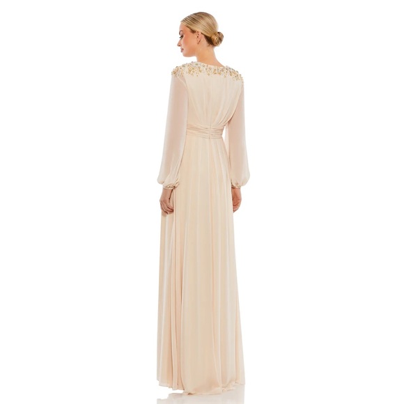 NWT MAC DUGGAL EMBELLISHED SHOULDER BLOUSON SLEEVE EVENING GOWN 55694 - Picture 3 of 5